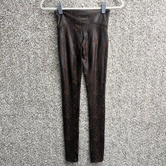 Spanx Leggings Women’s Small Brown Faux Leather Snakeskin Print - Picture 3 of 8